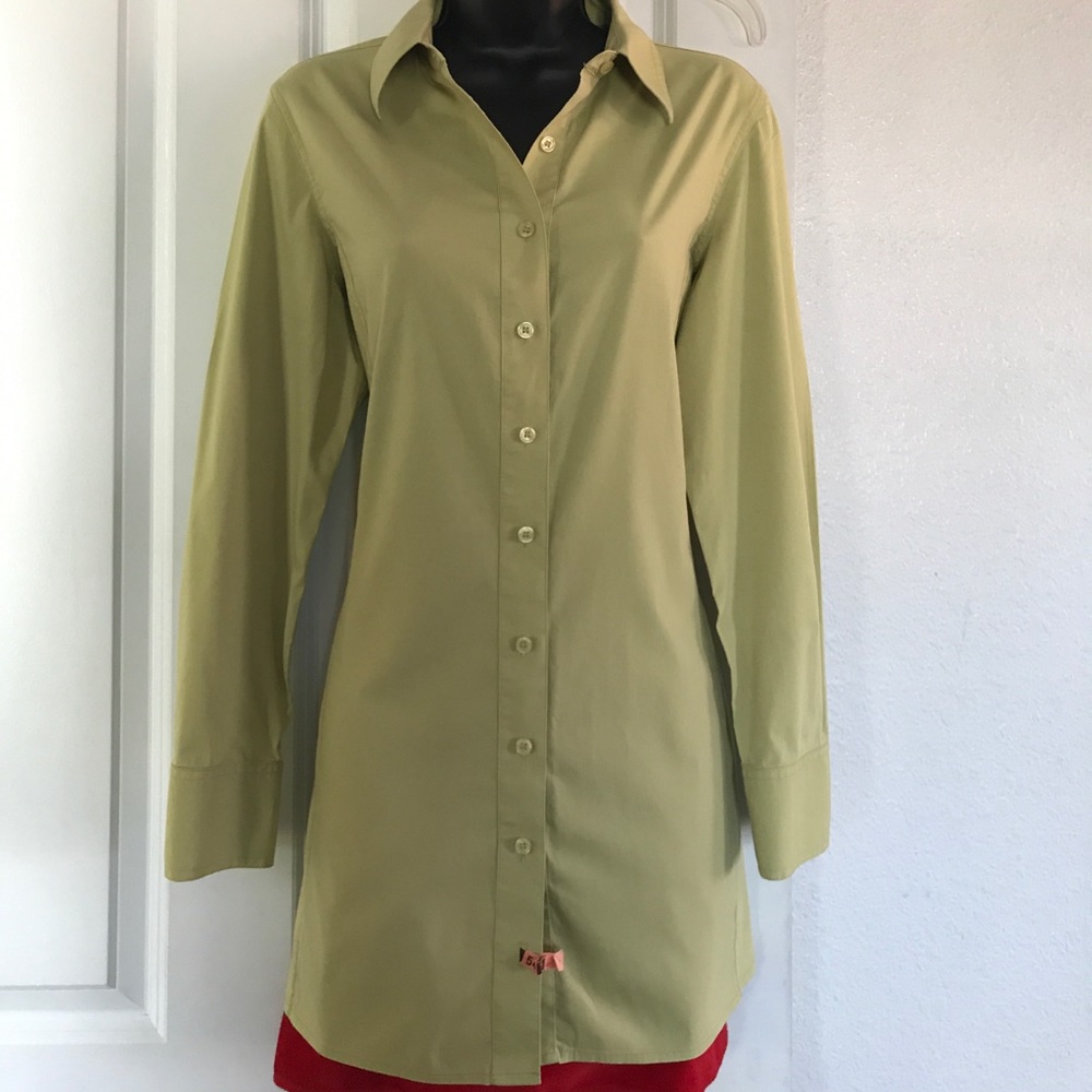 Lime-green Effortless Cotton Long Shirt by Chico's