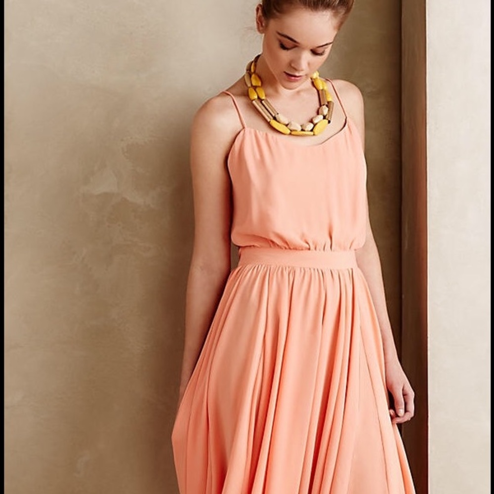 Anthropologie Paper Crown Peach Tree Dress