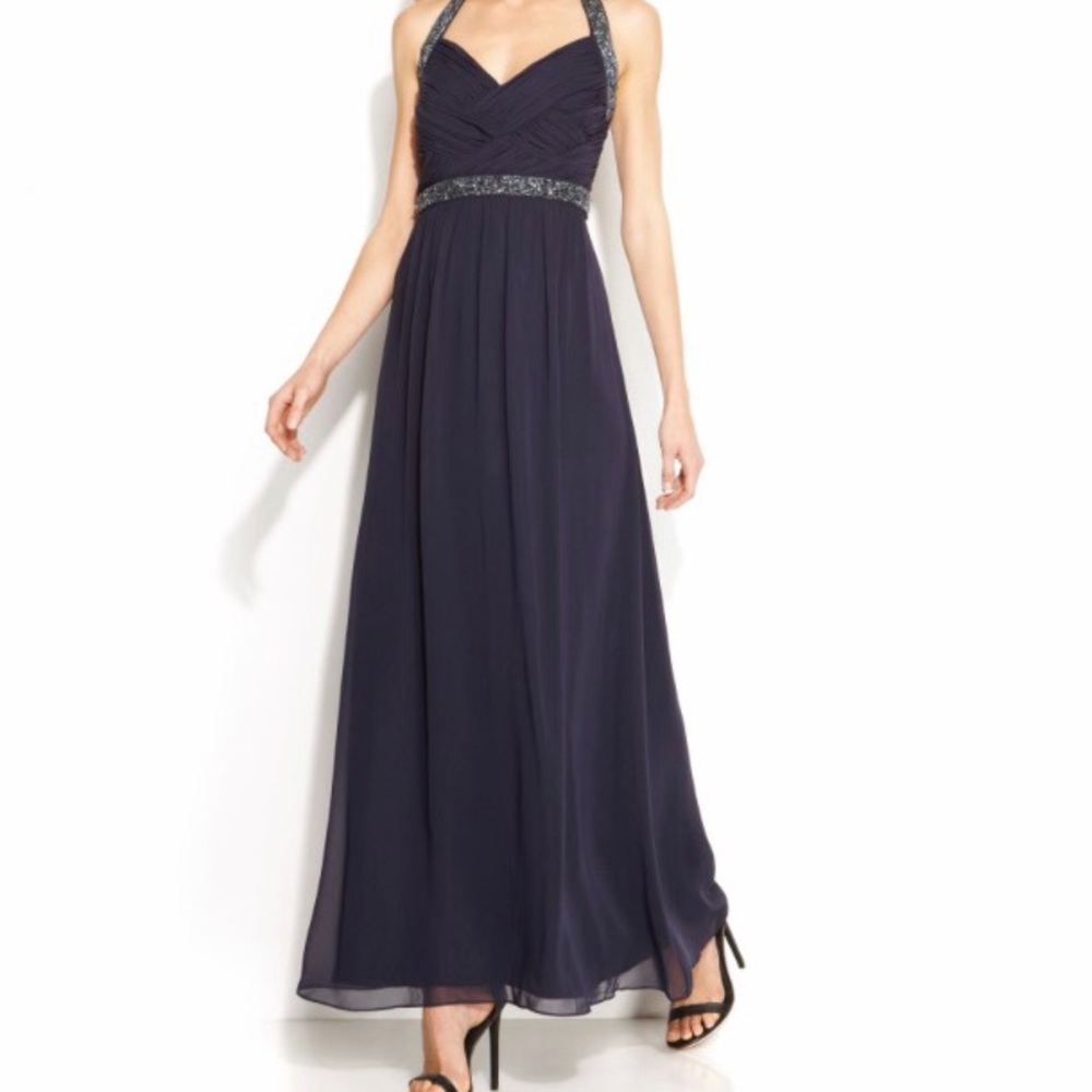 Calvin Klein beaded halter gown