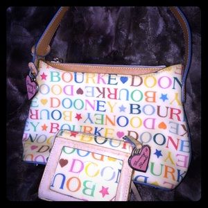 Dooney & Bourke multi color logo bag & coin purse