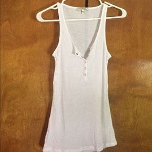Express very sheer tank top with silver snaps. SM