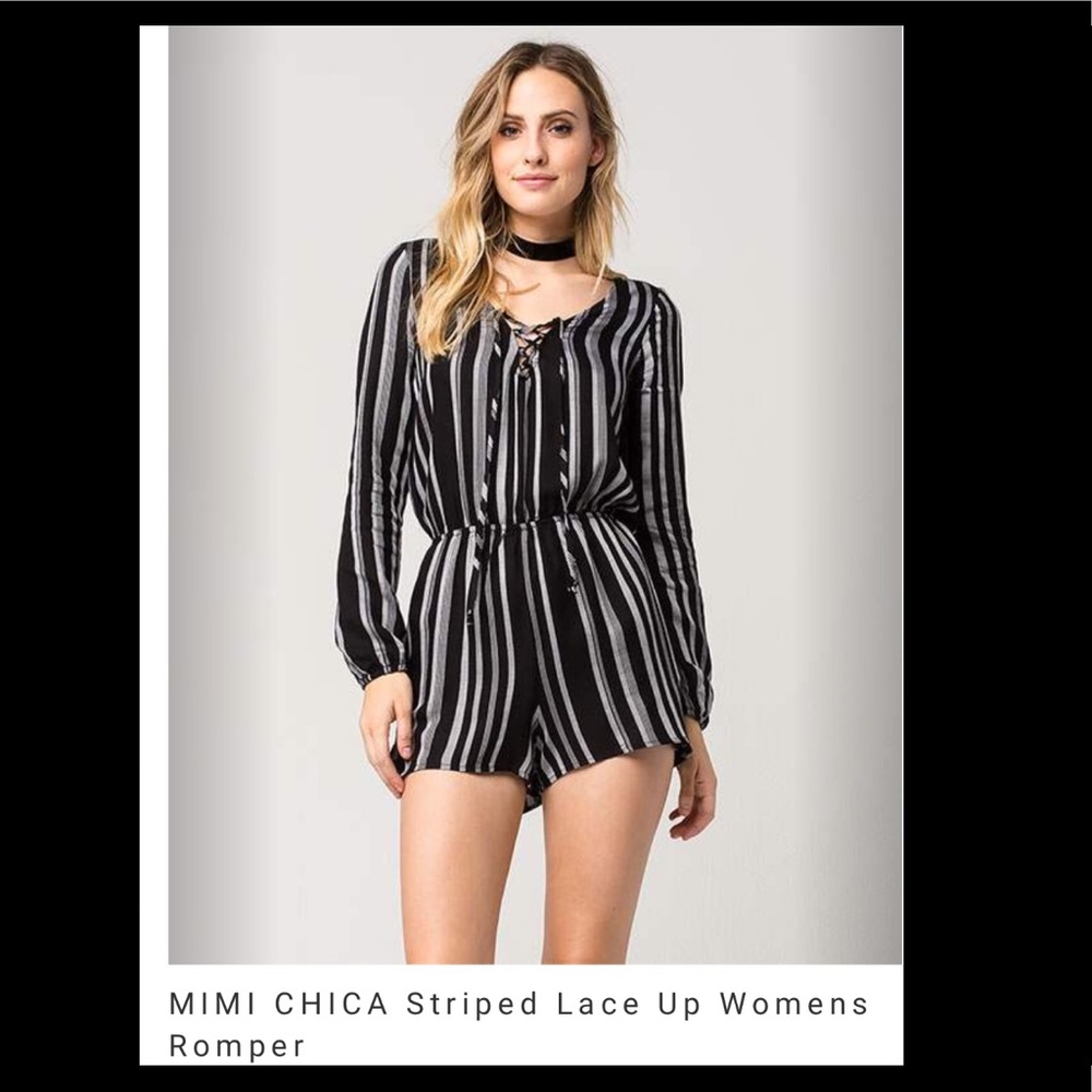 Black/White Stripe Romper