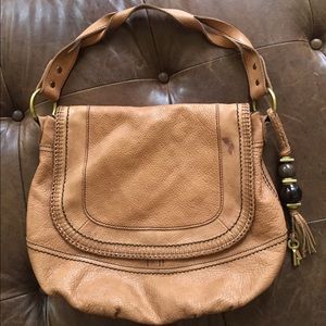 Fossil fifty-four brown leather hobo bag