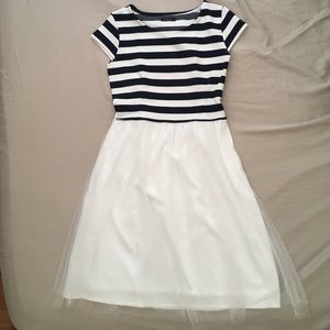 Bordered top/ white tutu dress