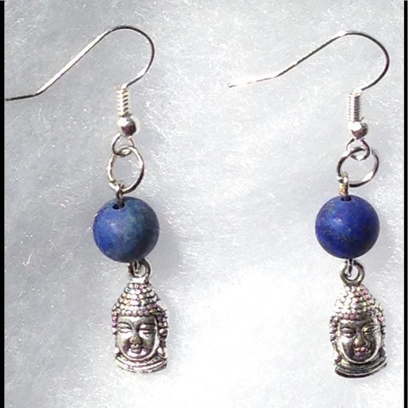 PeaceFrog Jewelry - Lapis Lazuli Sterling Silver Buddha Earrings