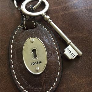Fossil leather and key bag charm