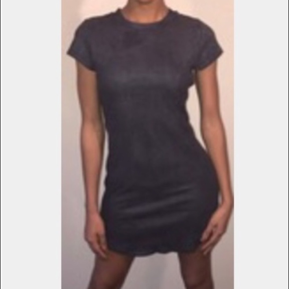 Suede tshirt dress