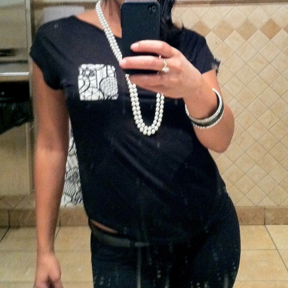 Black & Cream Chiffon shirt