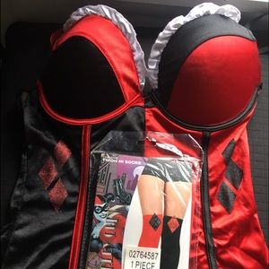 Harley Quinn Body Suit w/ Thigh Highs NEVER WORN!