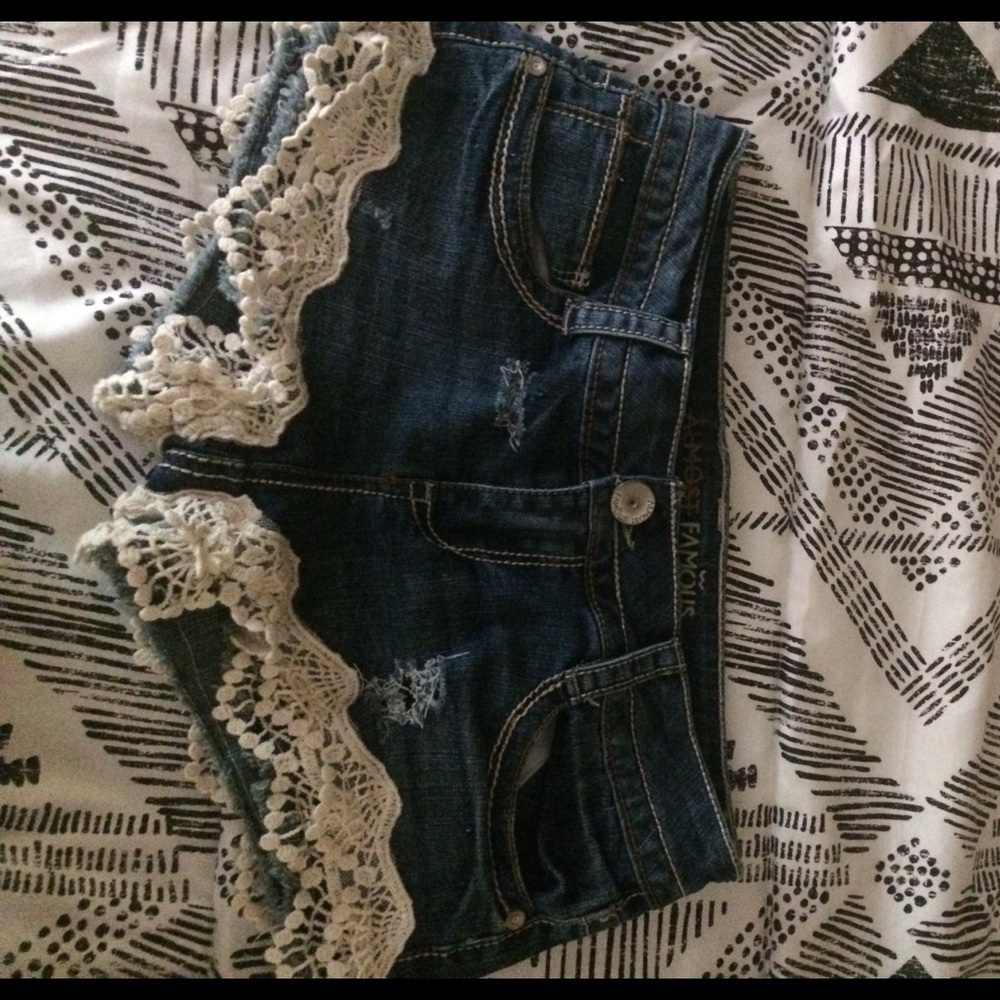 laced denim shorts