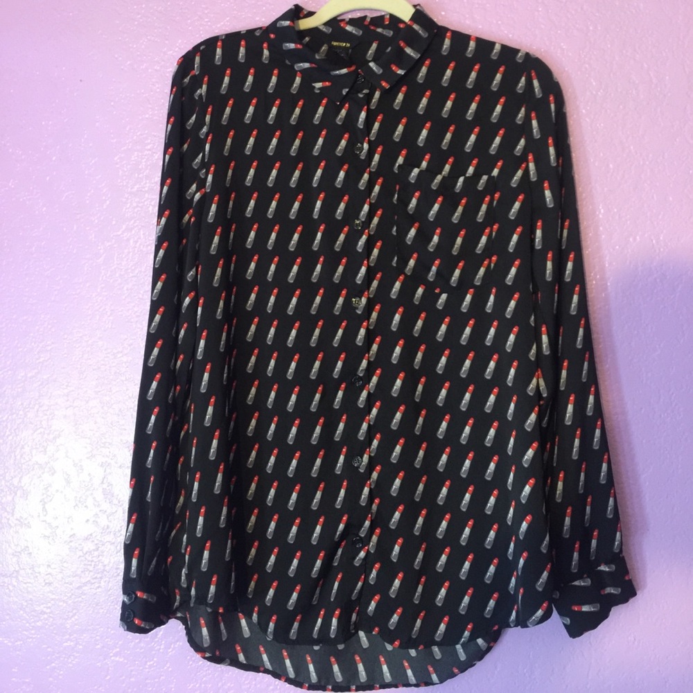 Forever 21 lipstick button down shirt