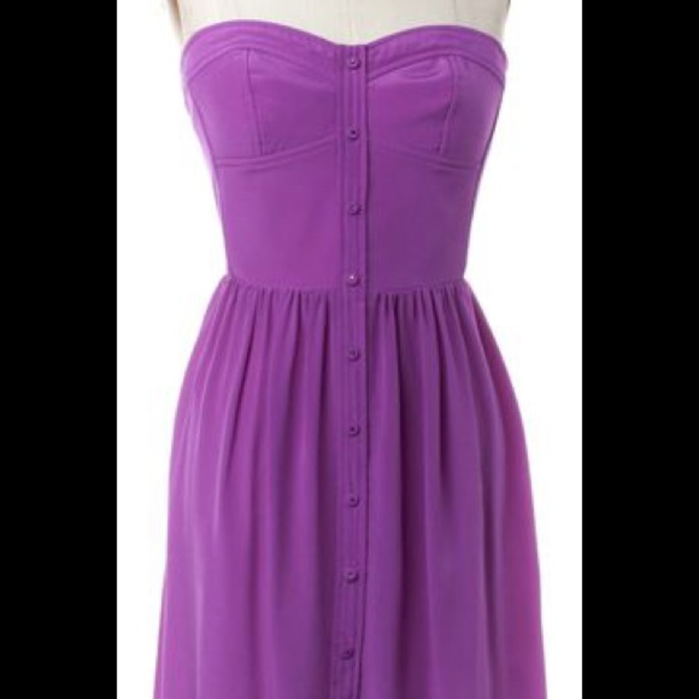 Rebecca Taylor Purple Silk Strapless Dress