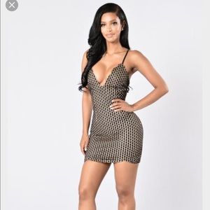 Black/Nude Bodycon Strappy Dress