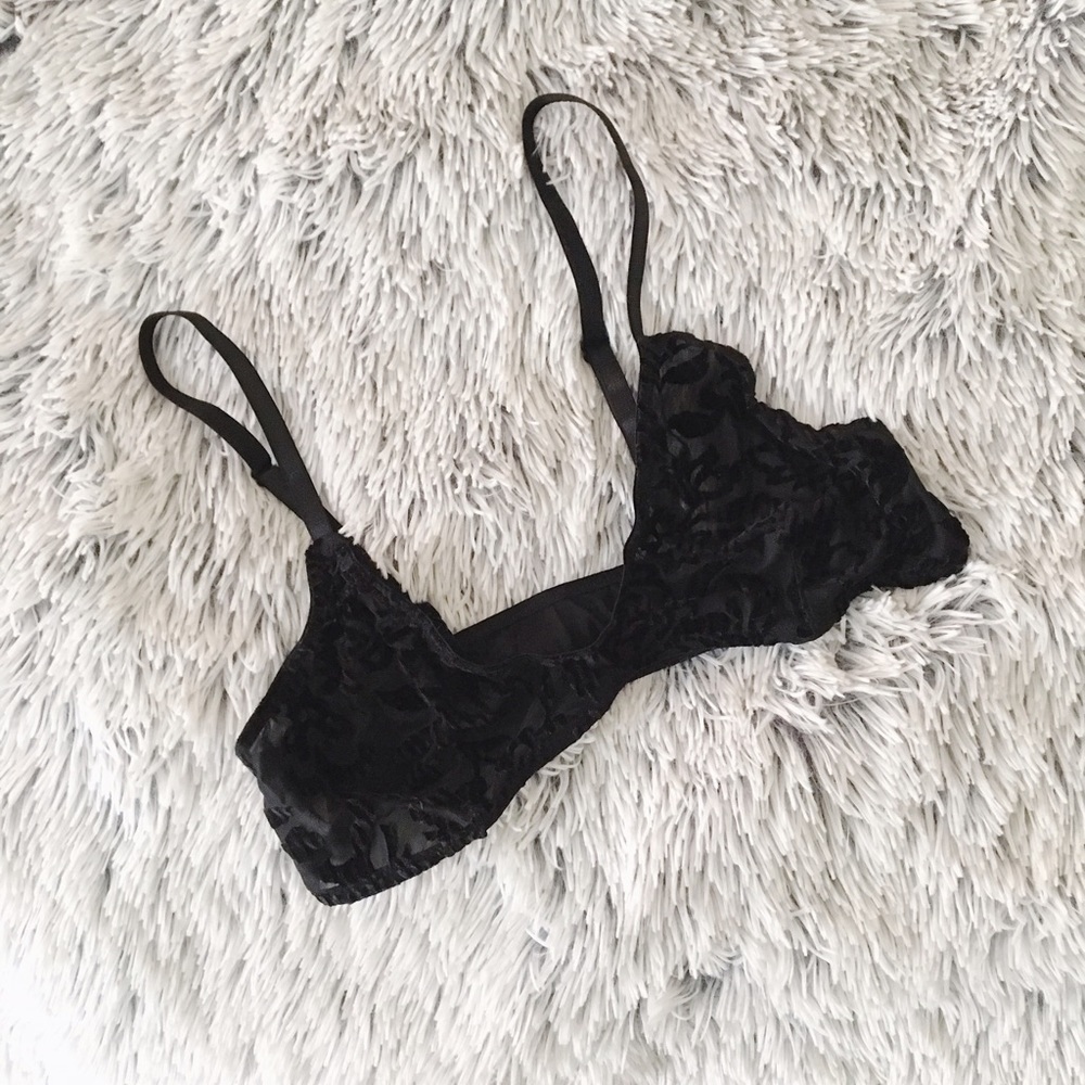 Urban Outfitters Sheer Floral Velvet Bra