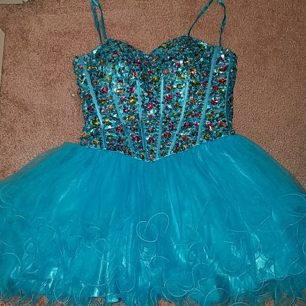 Rhinestone mini prom dress