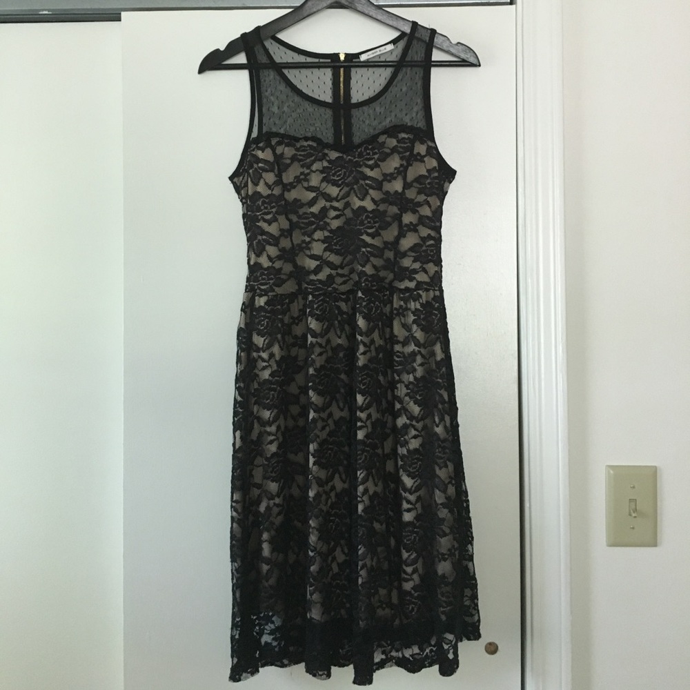 Black lace dress with nude lining