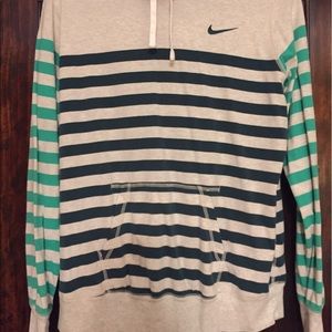 Nike Green and Dark Teal Striped Hoodie