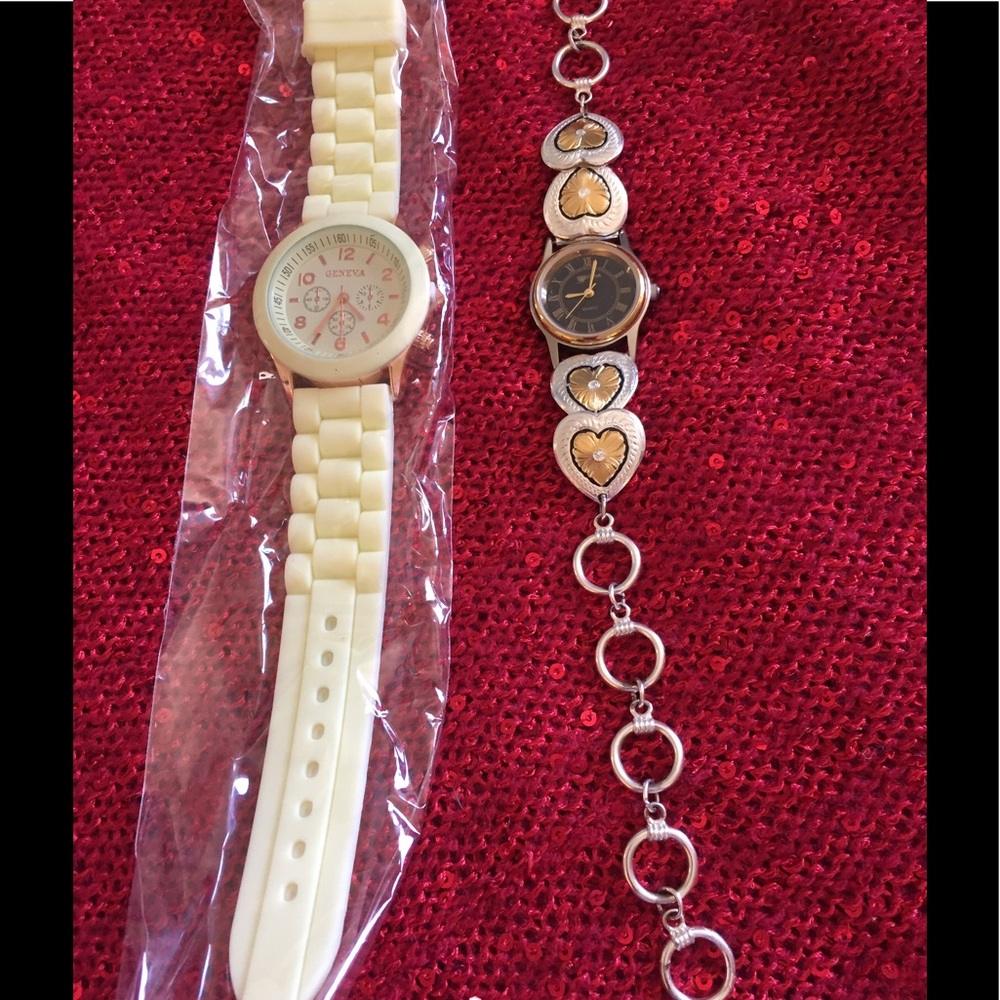 2 watches yellow and gold and silver