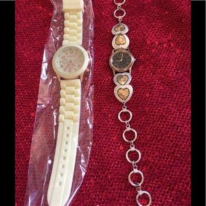 2 watches yellow and gold and silver