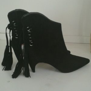 Zara black suede ankle booties