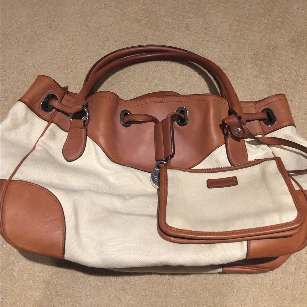 Ralph Lauren linen/leather Ricky bag