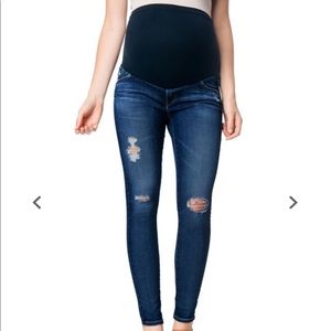 AG Maternity Ankle Destructed Jeans