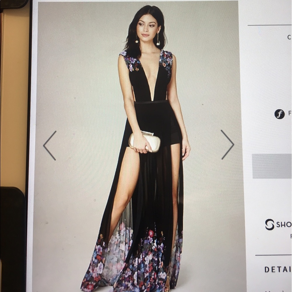 Print slit Maxi Dress