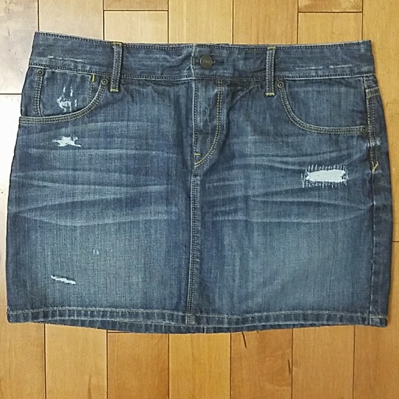 LOFT Dresses & Skirts - Ann Taylor LOFT Distressed Denim Mini Skirt