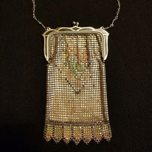 Whiting and Davis enameled steal chainmail purse