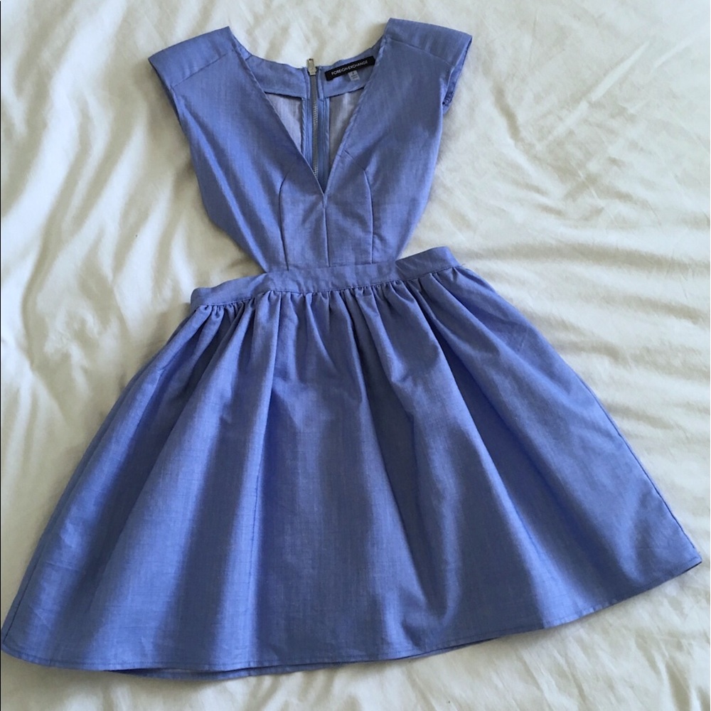 Foreign Exchange Blue skater cutout dress