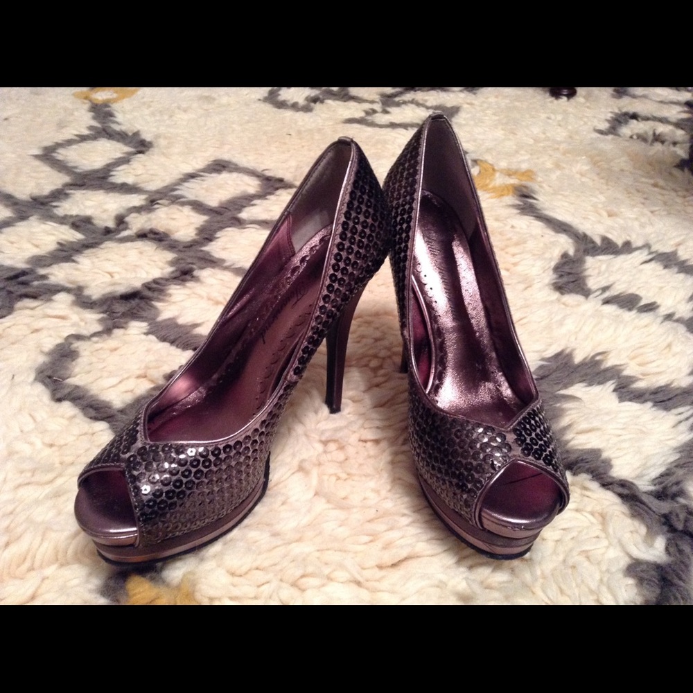 Lulu Townsend Platform Sequin Fabric Heels