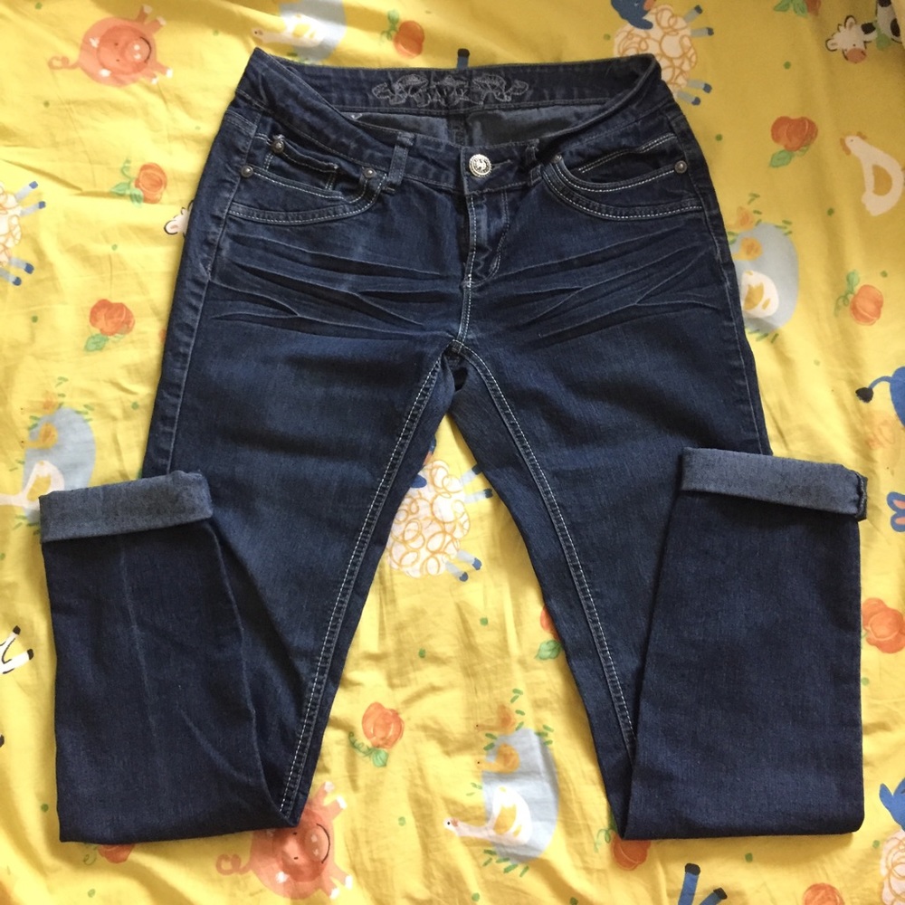 Dard blue low rise skinny jeans
