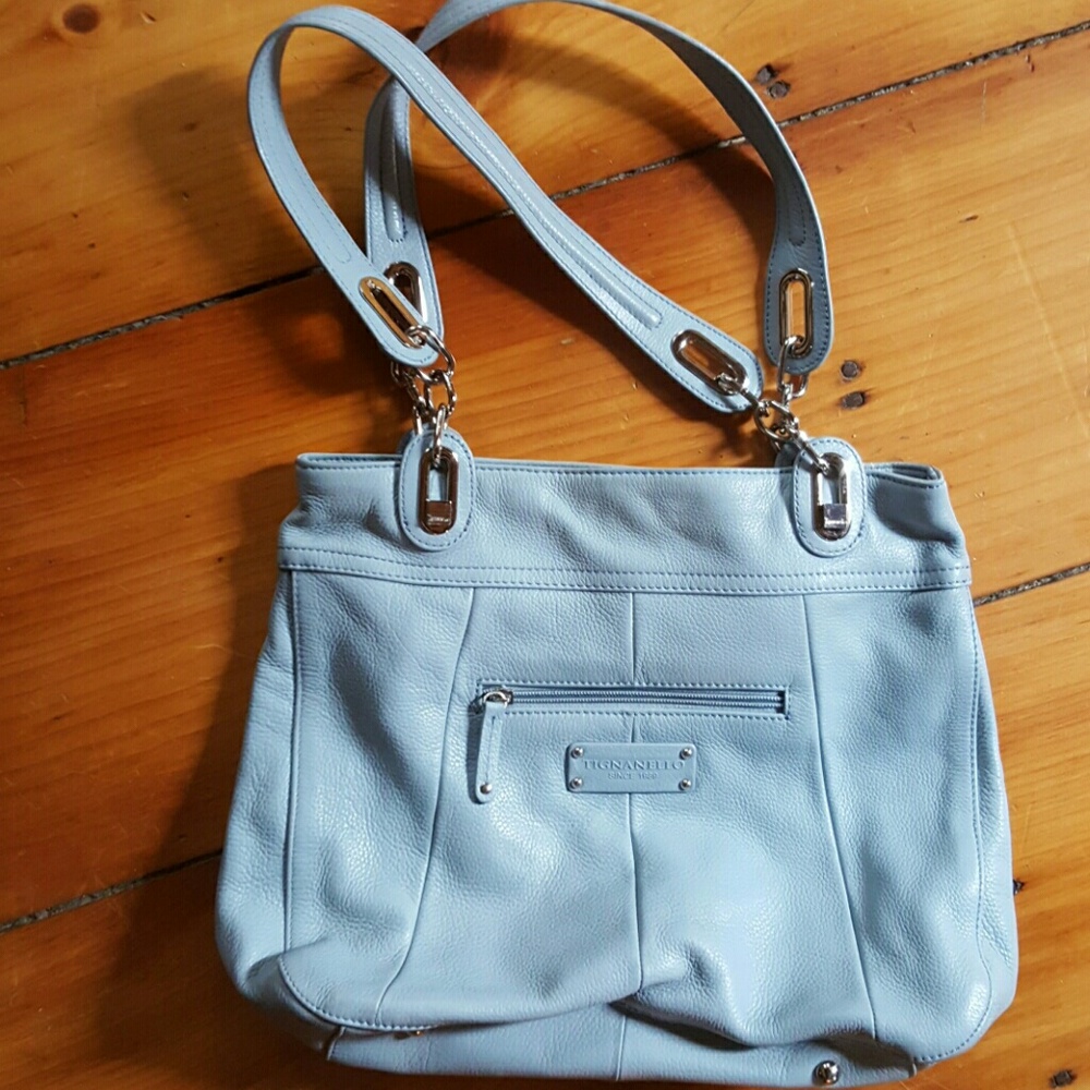 SALE. Tignanello Leather Shoulder Bag -  Baby blue