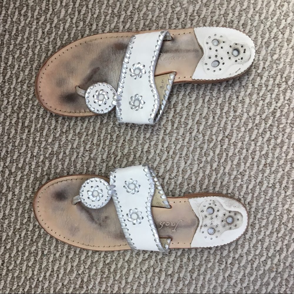 White and silver Jack Rogers sandals