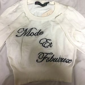 Long sleeved knit crop top - French design