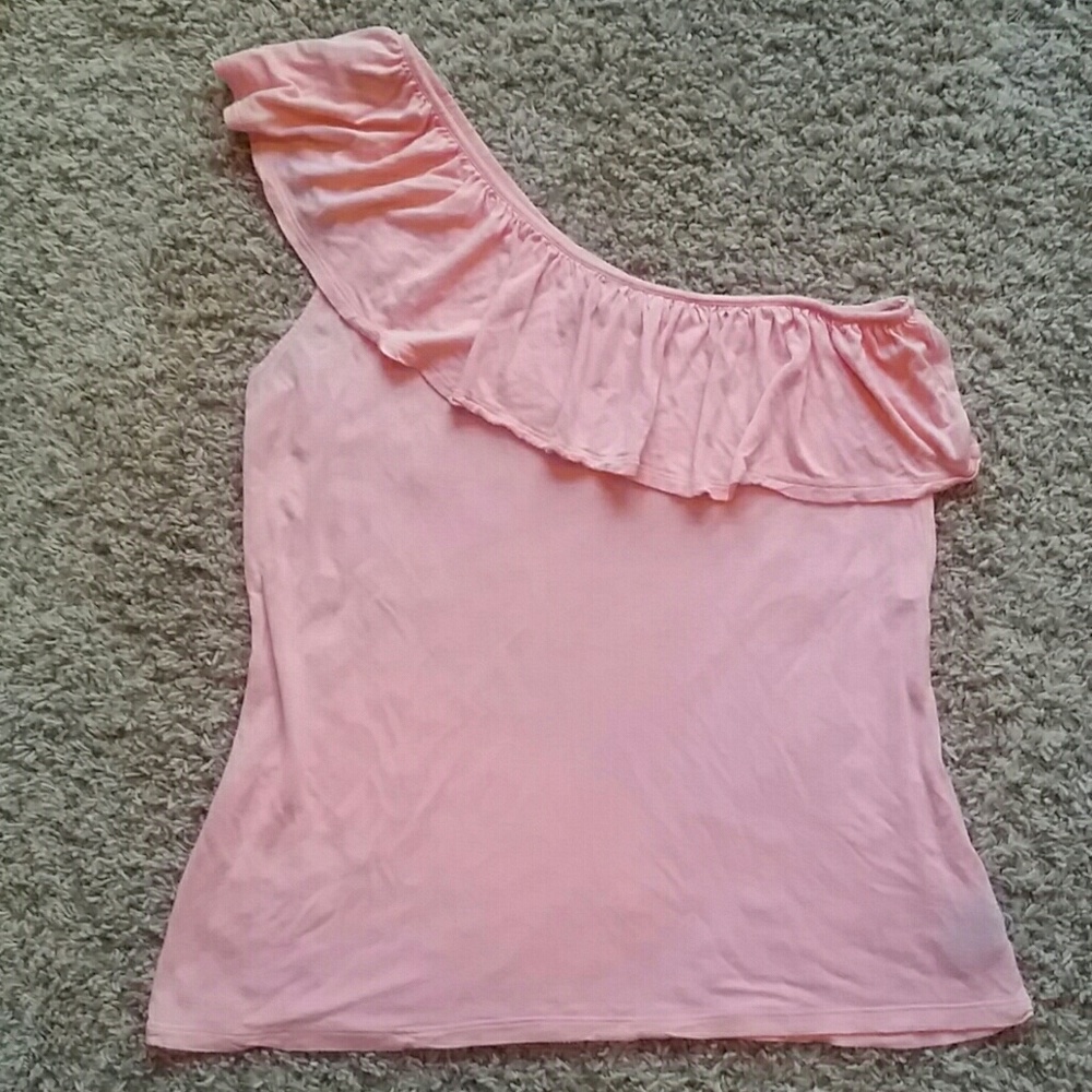 💥4 for $10💥 One Shoulder Coral Ruffle Blouse