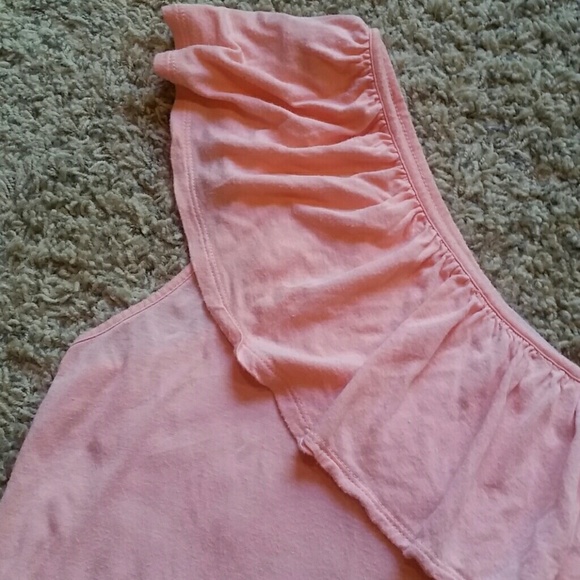 💥4 for $10💥 One Shoulder Coral Ruffle Blouse - Picture 2 of 3