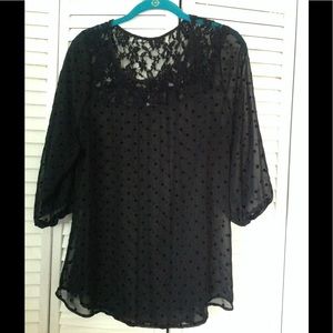Sheer Polka dot and Lace Blouse