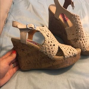 Size 6 slightly used wedge sandals