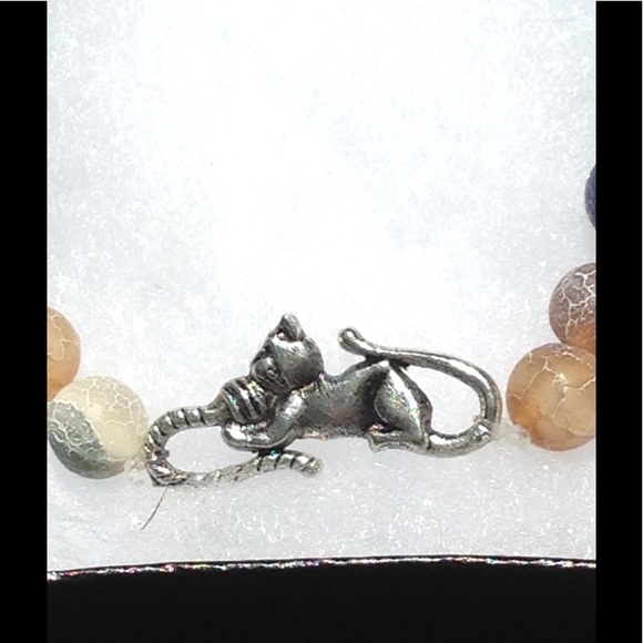 Lapis Lazuli Coffee Agate Cat Bracelet - Picture 3 of 4