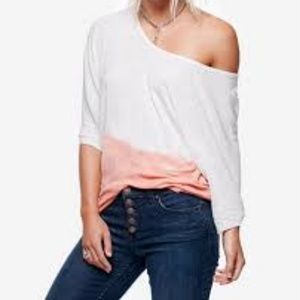 Free people Linen Ombre V-neck tee