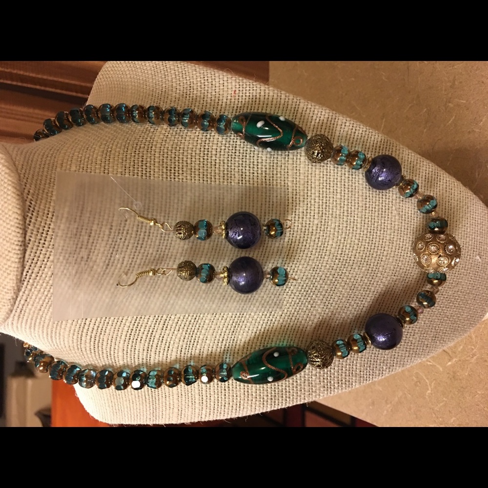 Handmade necklace and earrings