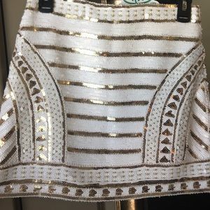 See You Tonight Skirt/Small/White&Gold