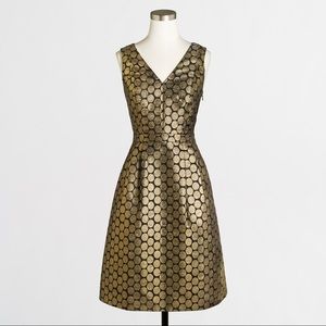 J. Crew Metallic Dot V-Neck Jacquard Dress