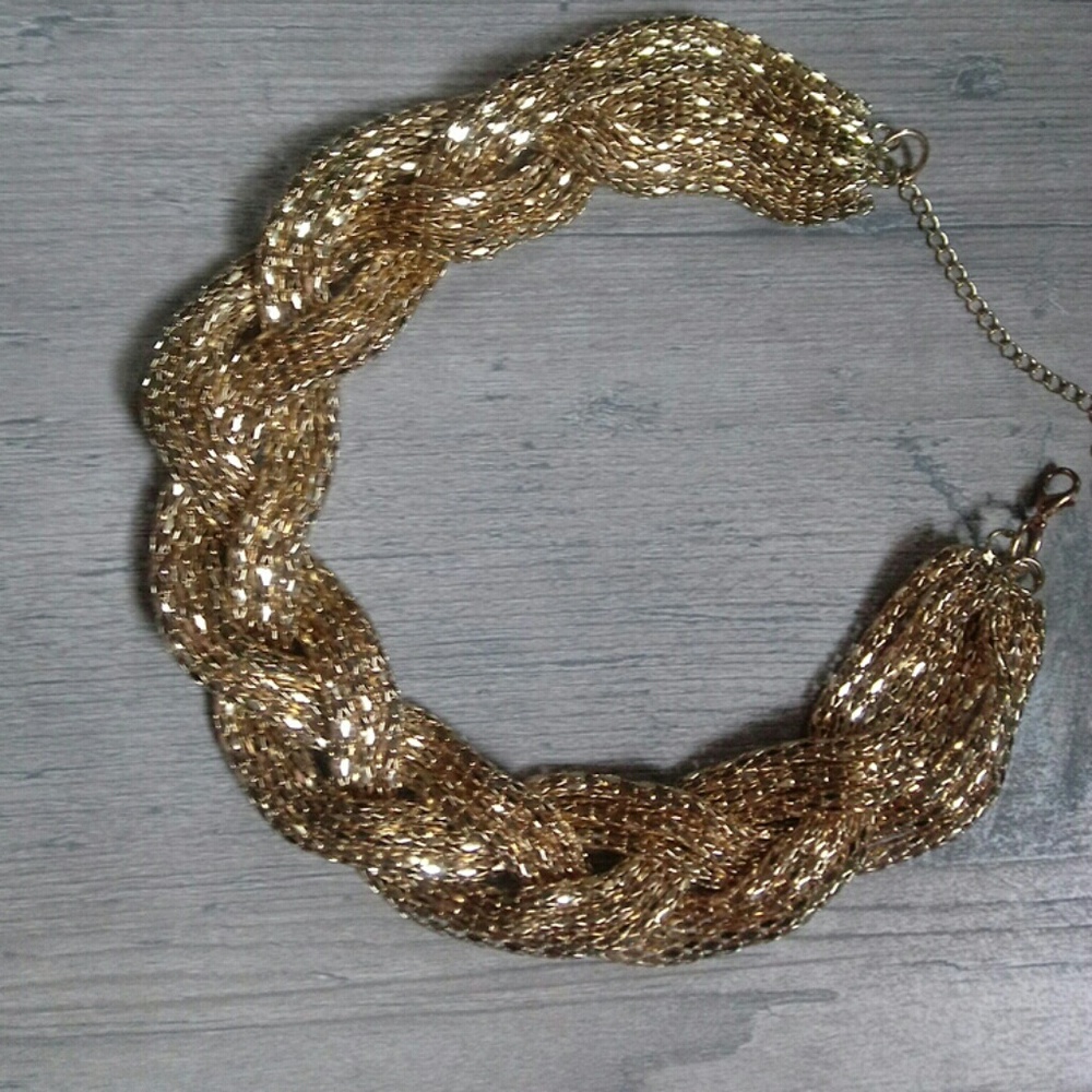 Gold statement necklace.