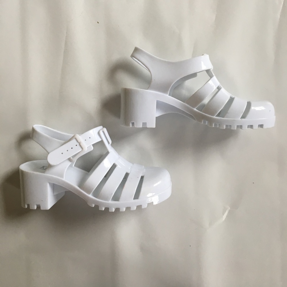 White jelly sandals
