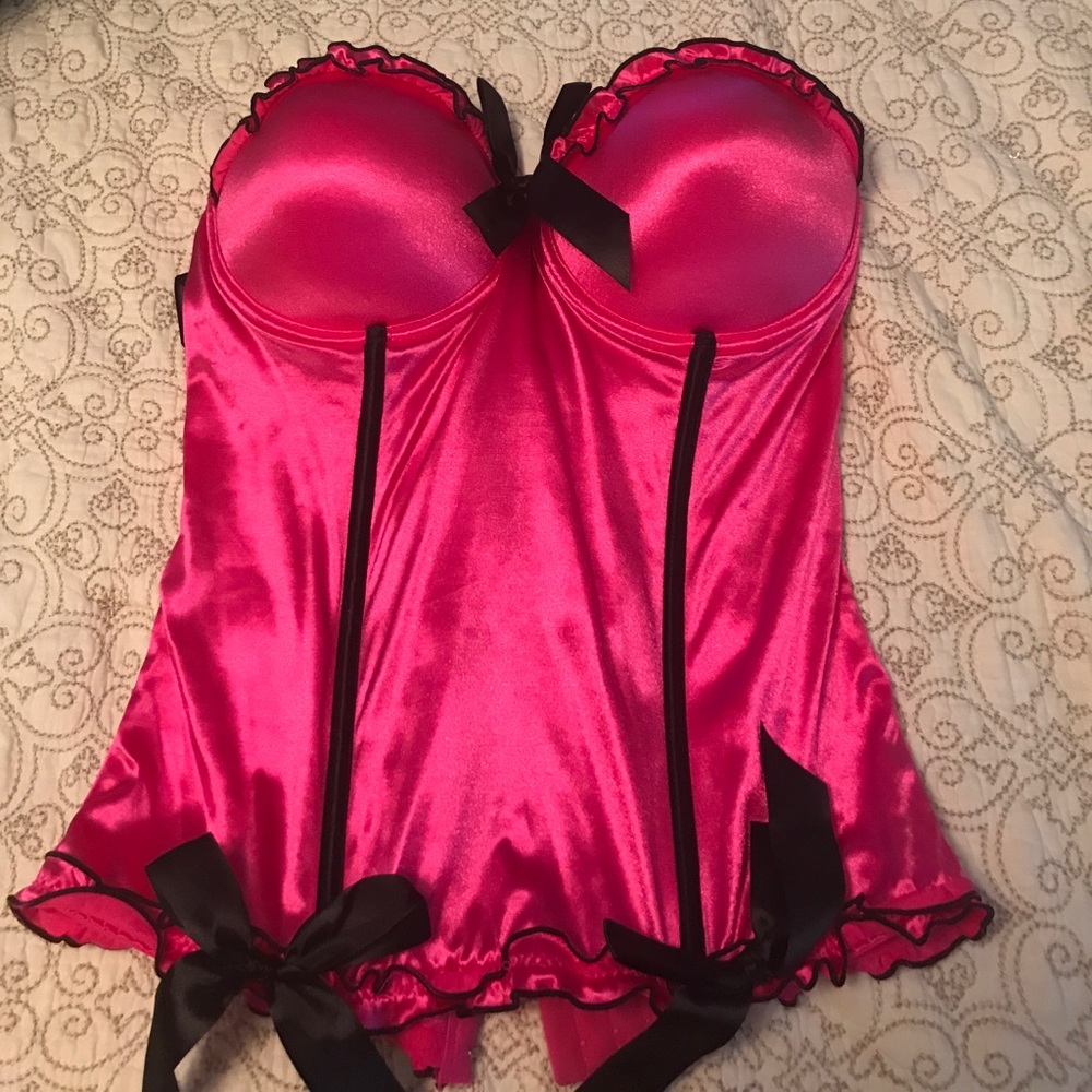 Hot pink and black corset