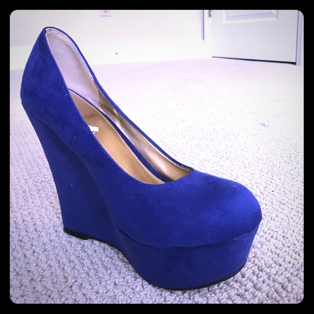 Blue Suede Wedge/Pump