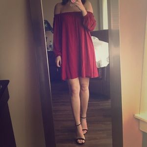 ASOS Off-The-Shoulder Red Dress