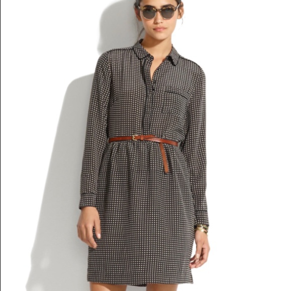 Madewell Silk Cinema Dress in Mini-Houndstooth